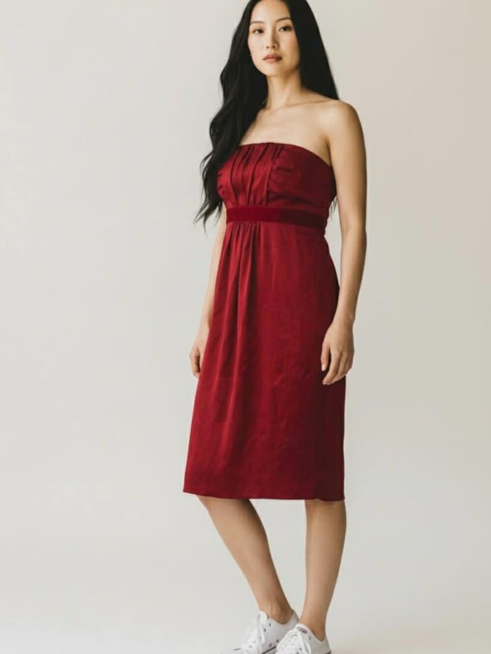 Banana Republic Strapless Red Cocktail Dress with Velvet Waist Band Size 0